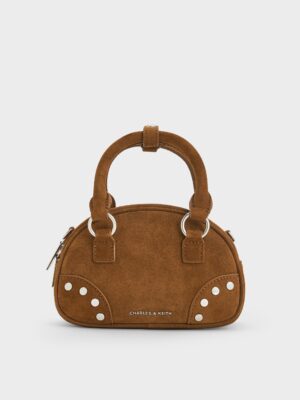 Charles & Keith - Bobbie Recycled Suede Studded Top Handle Bag