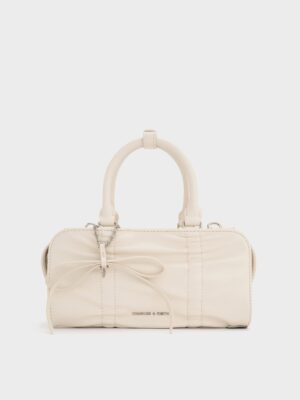 Charles & Keith - Kadee Ruched Bow-Charm Bowling Bag