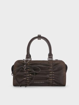 Charles & Keith - Kadee Ruched Bow-Charm Bowling Bag