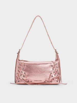 Charles & Keith - Xylia Metallic Grommet Lace-Up Shoulder Bag