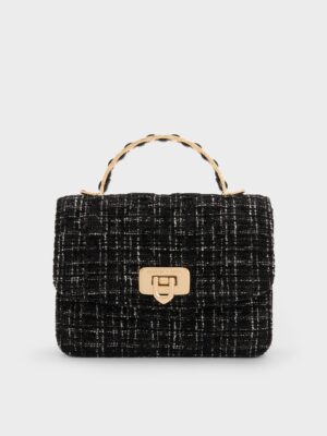 Charles & Keith - Cressida Tweed Quilted Top Handle Bag