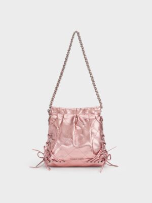 Charles & Keith - Duo Metallic Grommet Chain-Handle Two-Way Backpack