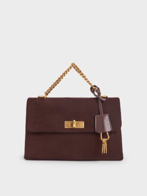 Charles & Keith - Kerry Recycled Suede Chain-Handle Crossbody Bag