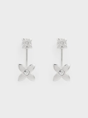 Charles & Keith - Felicity Flower-Motif Crystal Stud Jacket Earrings