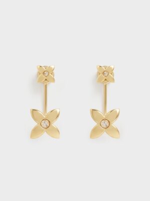 Charles & Keith - Felicity Flower-Motif Crystal Stud Jacket Earrings