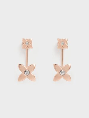 Charles & Keith - Felicity Flower-Motif Crystal Stud Jacket Earrings