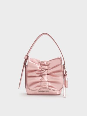 Charles & Keith - Kadee Metallic Bow-Charm Ruched Mini Bag