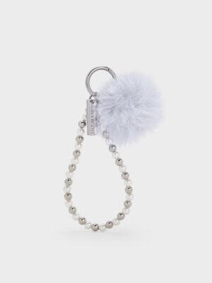 Charles & Keith - Pearl Beaded-Strap Furry Ball Charm