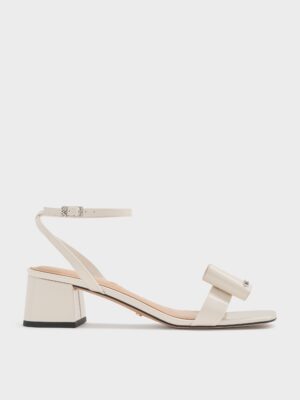 Charles & Keith - Lu Patent Leather Bow Heeled Sandals