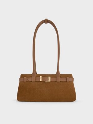 Charles & Keith - Jody Genuine Suede Belted Shoulder Bag