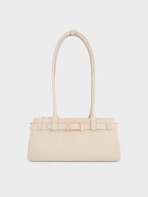 Charles & Keith - Jody Genuine Leather Belted Shoulder Bag