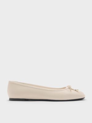 Charles & Keith - Barbara Pearl-Embellished Bow Ballet Flats