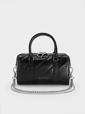 Charles & Keith - Philomena Panelled Chain-Handle Bowling Bag