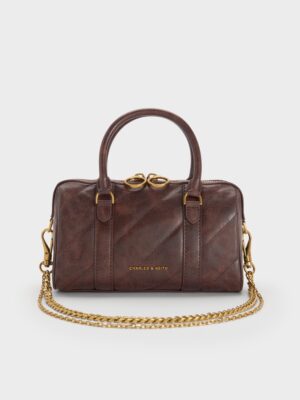 Charles & Keith - Philomena Panelled Chain-Handle Bowling Bag