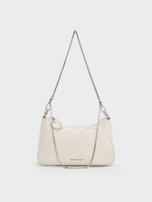Charles & Keith - Philomena Crinkle-Effect Chain-Strap Crossbody Bag