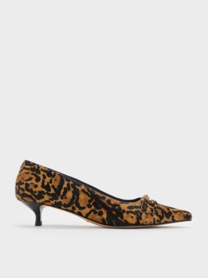 Charles & Keith - Georgina Calf Hair Leopard-Print Pointed-Toe Kitten-Heel Pumps