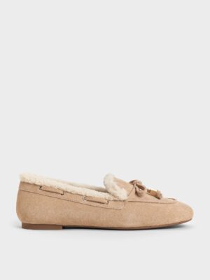 Charles & Keith - Gavyn Suede Shearling-Lined Boat Shoes