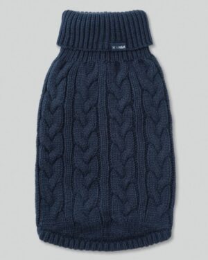 Cable Knit Pullover Dog Jumper - Navy