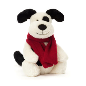Jellycat BAS3WP Bashful Winter Puppy Black and Cream Plush Soft Toy