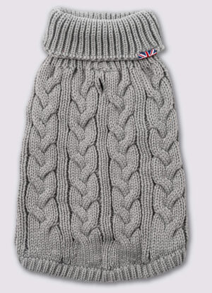 Cable Knit Dog Jumper - Grey