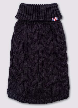 Cable Knit Dog Jumper - Navy