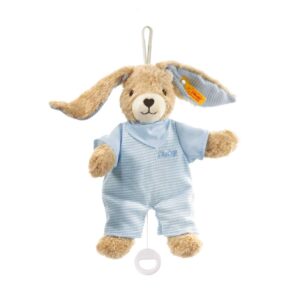 Steiff 237515 Hoppel Rabbit Music Box Blue for Baby
