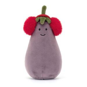 Jellycat TOV3AUB Toastie Vivacious Red Aubergine Soft Toy Wearing Ear Muffs