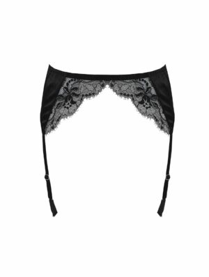 Signature Silk Suspender Belt - Black