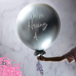 Giant Poppable Platinum Sheen Pink Confetti Gender Reveal Balloon