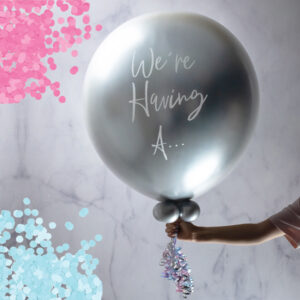 Giant Poppable Platinum Sheen Surprise Confetti Gender Reveal Balloon