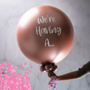 Giant Rose Gold Poppable Pink Confetti Gender Reveal Balloon