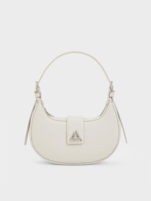 Charles & Keith - Trice Metallic-Accent Belted Shoulder Bag