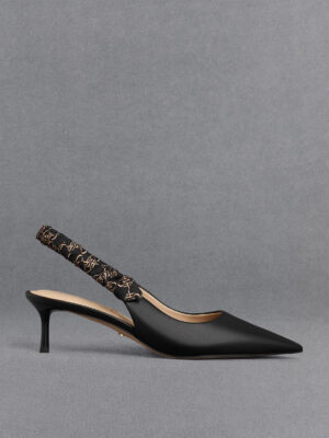 Charles & Keith - Tully Leather Ruched-Strap Slingback Pumps