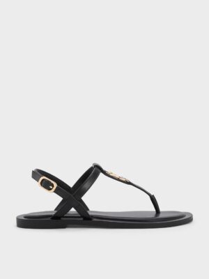Charles & Keith - Trifina Metallic-Accent Thong Sandals