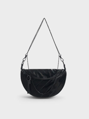 Charles & Keith - Philomena Shiny Half-Moon Crossbody Bag