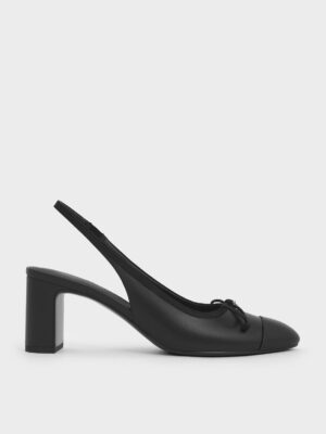 Charles & Keith - Bow Cap-Toe Slingback Pumps