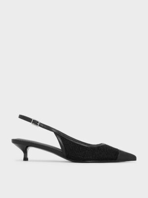 Charles & Keith - Mesh Cap-Toe Kitten-Heel Pumps