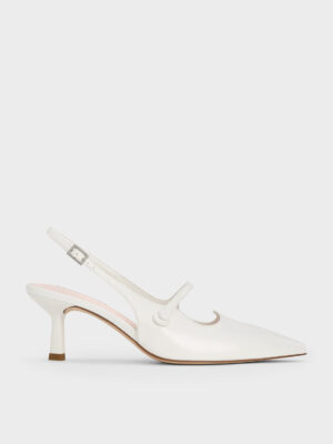 Charles & Keith - Pointed-Toe Mary Jane Slingback Pumps