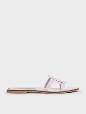 Charles & Keith - Easley Croc-Effect Cut-Out Slide Sandals