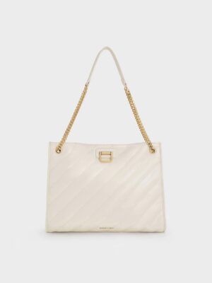 Charles & Keith - Neva Panelled Chain-Strap Tote Bag
