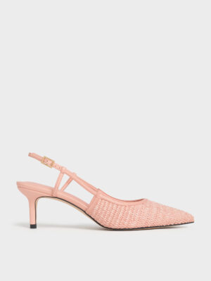 Charles & Keith - Raffia Pointed-Toe Slingback Pumps