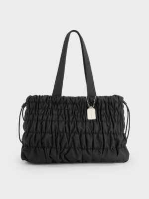 Charles & Keith - Klio Nylon Ruched Tote Bag