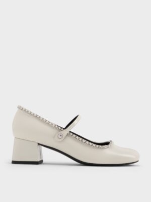 Charles & Keith - Braided-Chain Block-Heel Mary Jane Pumps
