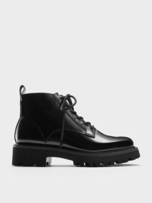 Charles & Keith - Ridged-Sole Side-Zip Combat Boots