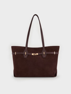 Charles & Keith - Arlet Recycled Suede Double-Handle Belted Tote Bag