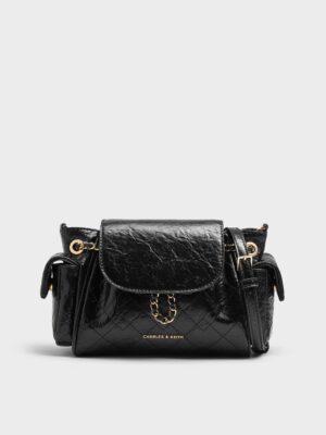 Charles & Keith - Duo Quilted Two-Way Front Flap Backpack