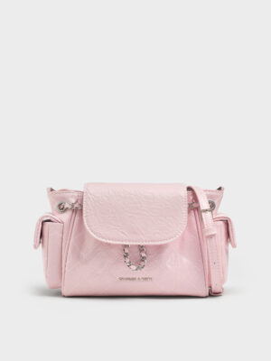 Charles & Keith - Duo Quilted Two-Way Front Flap Backpack