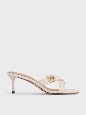 Charles & Keith - Cody Leather Crossover-Strap Heeled Sandals