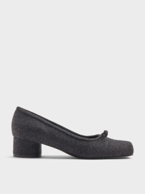 Charles & Keith - Felt Bow Square-Toe Pumps