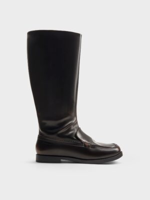 Charles & Keith - Jagger Knee-High Loafer-Boots